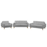 POLSTERGARNITUR (3-2-1) - Strukturstoff - Grau, Textil (1/1/1cm) - home24