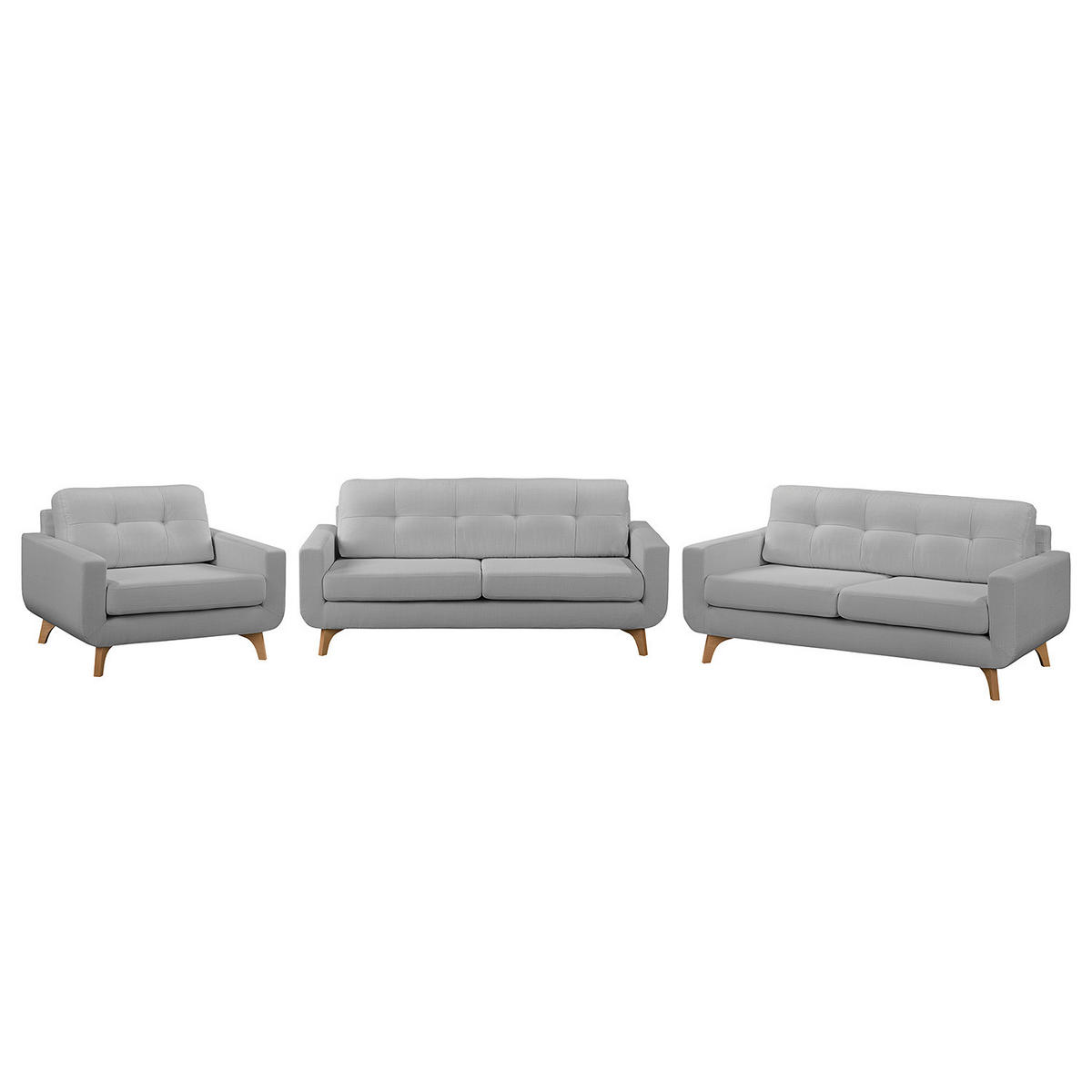 POLSTERGARNITUR (3-2-1) - Strukturstoff - Grau, Textil (1/1/1cm) - home24