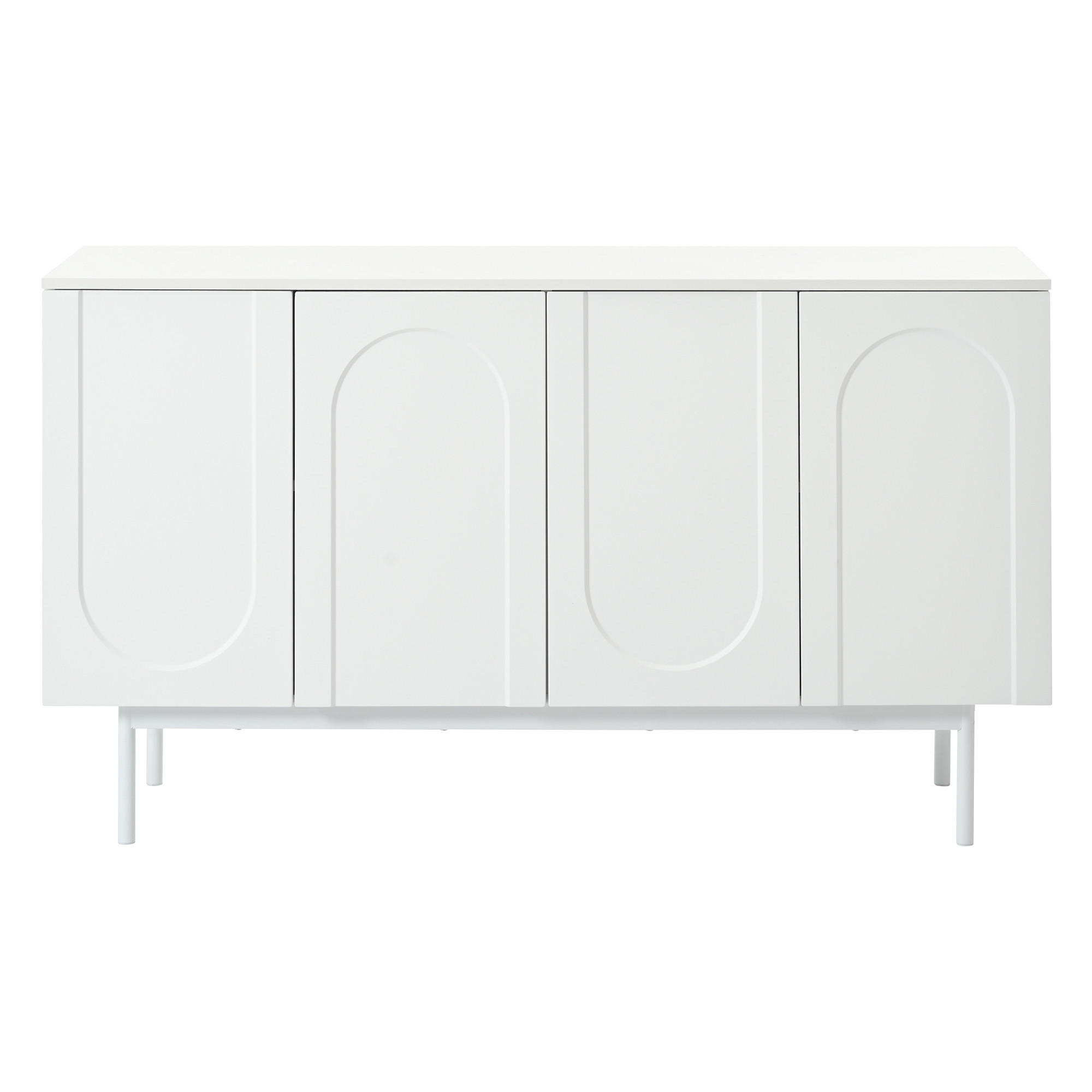 SIDEBOARD mit Druck-zu-Öffnen Türen, 140/42/80cm - Weiß, Holzwerkstoff (140/80/42cm) - Urban Meuble