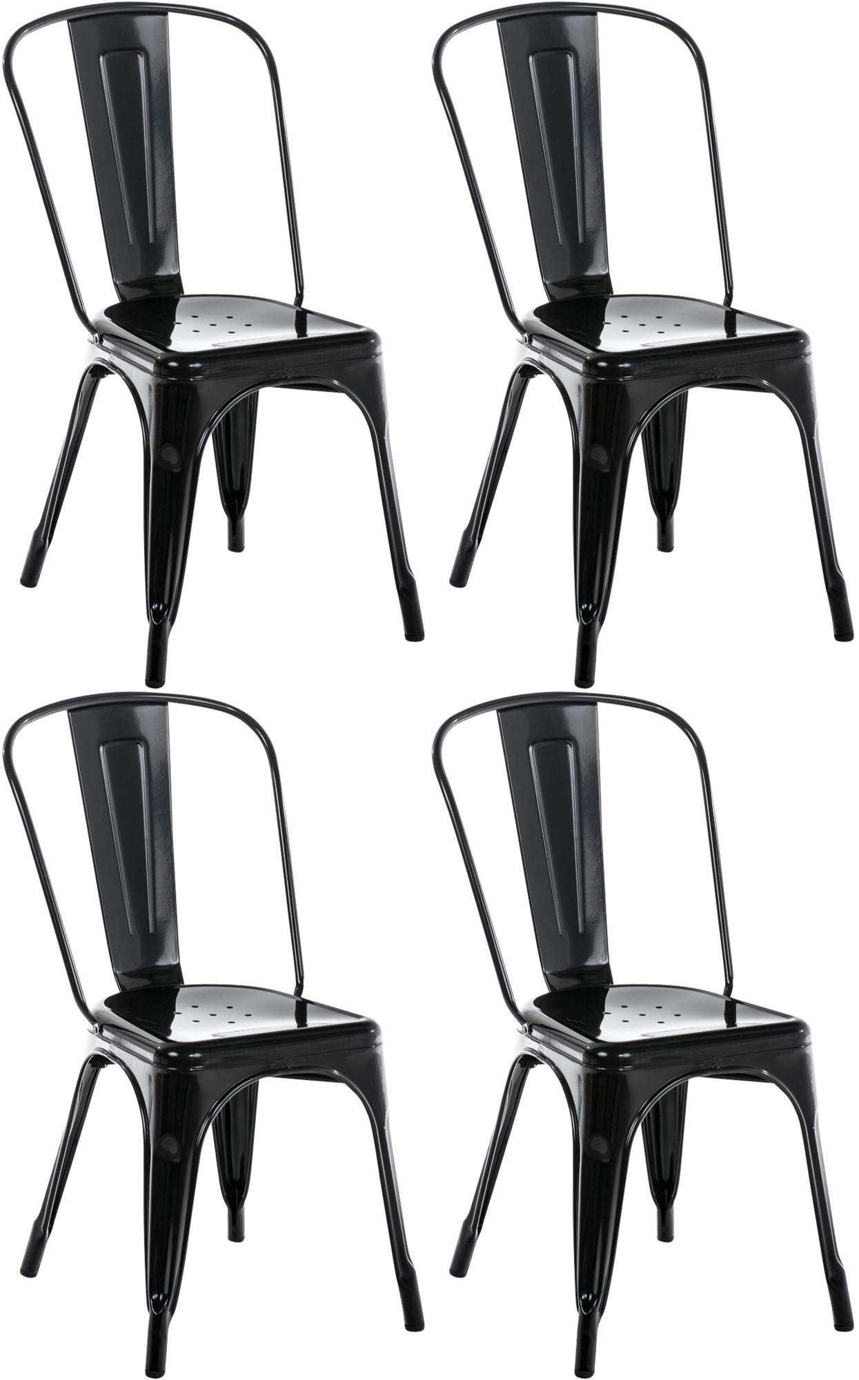 BESUCHERSTUHL 4er Set Metall schwarz - Schwarz, Metall (44/89/48cm) - CLP