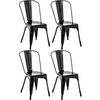 BESUCHERSTUHL 4er Set Metall schwarz - Schwarz, Metall (44/89/48cm) - CLP