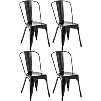 BESUCHERSTUHL 4er Set Metall schwarz - Schwarz, Metall (44/89/48cm) - CLP