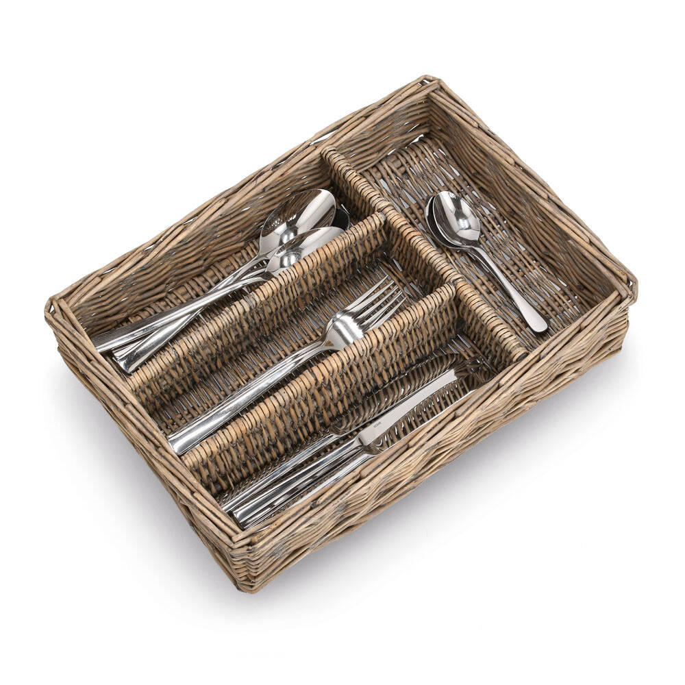BESTECK-ORGANIZER Geflochten 35/25/7 cm - Braun, Naturmaterialien (26/7/35cm) - ZELLER