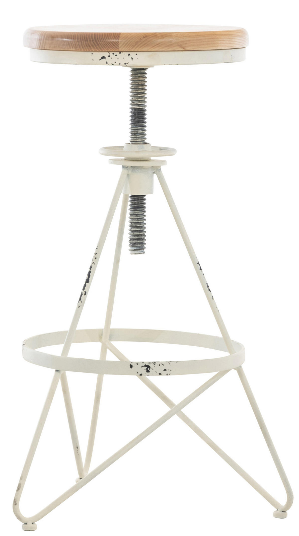 BARHOCKER Kalie, Holzsitz, Gestell Metall Antik Weiß - Weiß, Holz (43/82/43cm) - TPFLiving
