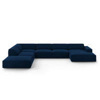 PANORAMASOFA links Jodie aus Samt königsblau 7 Sitzplätze - Blau, Textil (262/70/364cm) - Micadoni