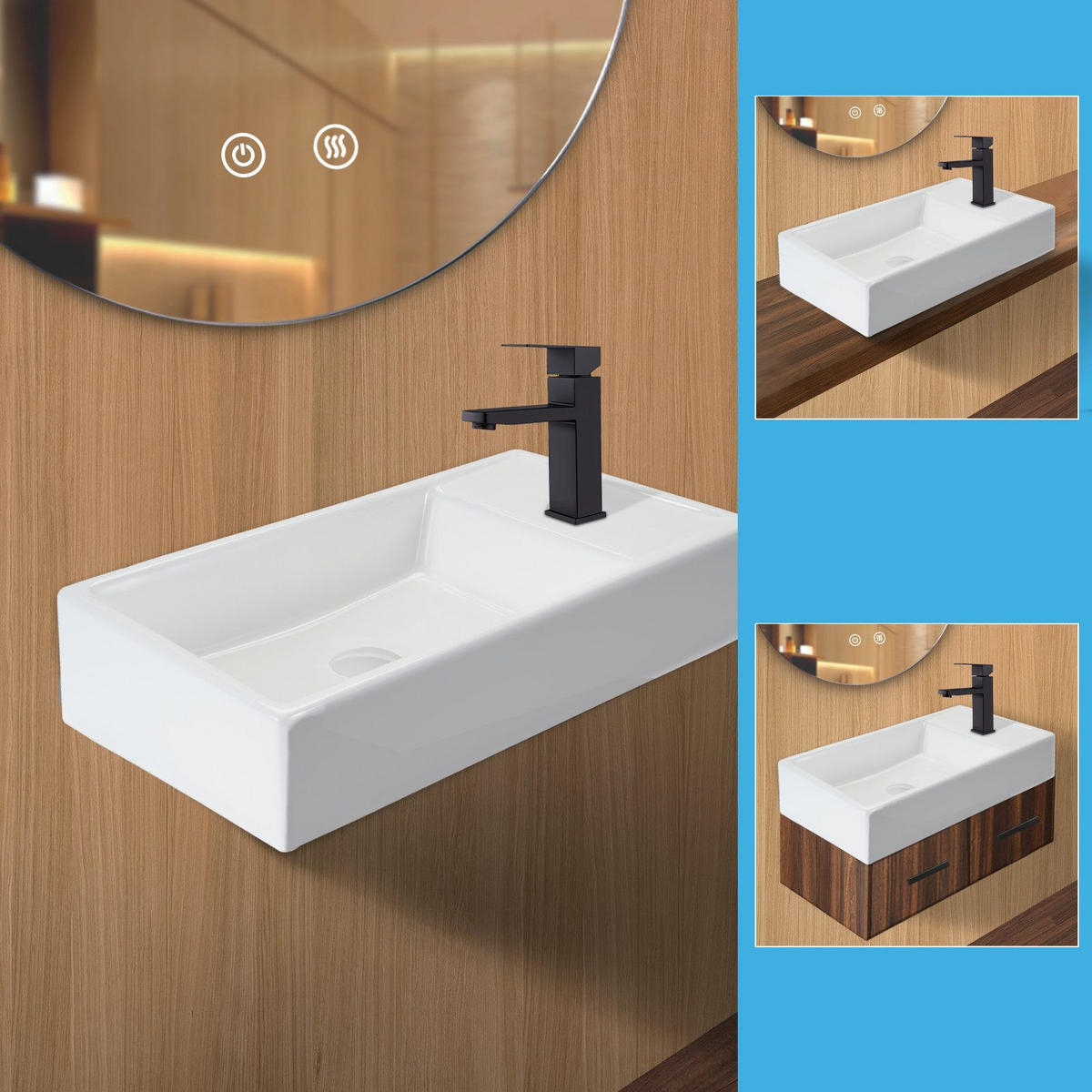 WASCHBECKEN Barnett II 40/22/10cm - Weiß, Keramik (22/10/40cm) - Nettlife