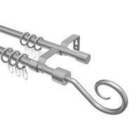 TELESKOP-GARDINENSTANGEN-SET Hera Helix 70-120 cm, 2-läufig, 16/13 mm Ø Silbergrau - Silberfarben/Alufarben, Kunststoff/Metall (120cm) - INTERDECO