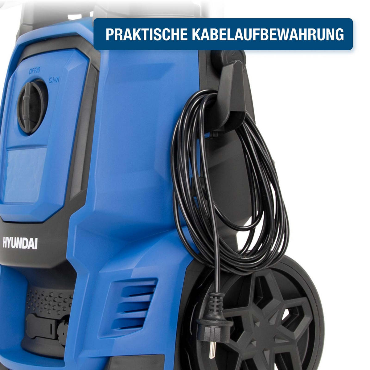 ELEKTRO-HOCHDRUCKREINIGER HPW2000CE (2000W, 160bar, 450 l/h, Schlauchtrommel, Blau) - Blau, Kunststoff (32/93/36cm) - HYUNDAI