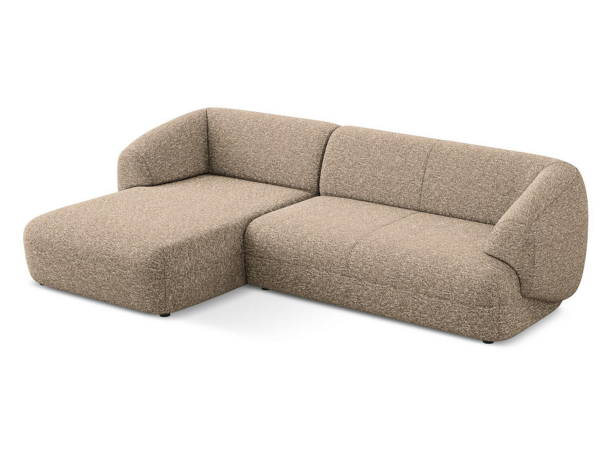 ECKSOFA links Strukturstoff Stoff Beige - Blau/Beige, Kunststoff/Textil (156/280cm) - Makamii