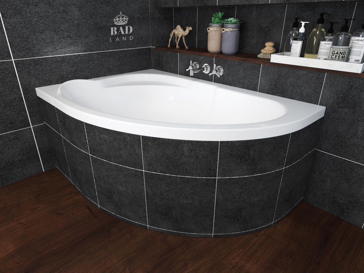 BADEWANNE Eckwanne STANDARD 130/85 Links Ablauf & Füße - Weiß, Kunststoff (85/53.5/130cm) - bad land