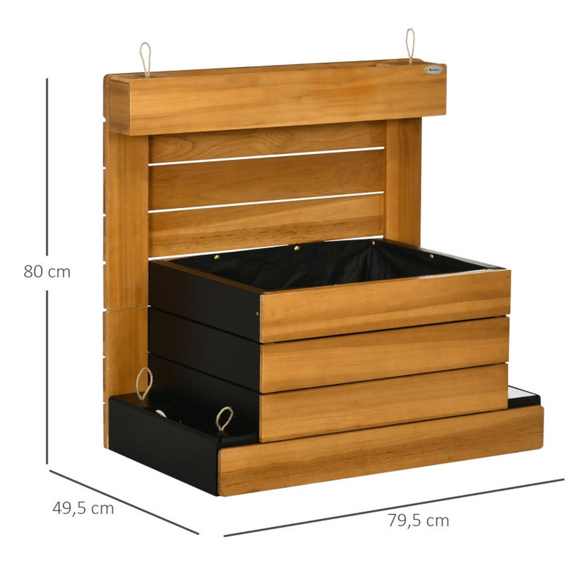 HOCHBEET 79,5x49,5x80 cm Holz 4 Kästen Selbstbewässerung braun - Braun, Holz (79.5/80/49.5cm) - LEBENLANG