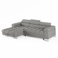 ECKSOFA CLOUD Links Grau L-Form Bouclé-Stoff mit Schlaffunktion und Bettkasten - Chromfarben/Grau, Holz/Metall (235/275cm) - Barchello