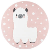 KINDER TEPPICH MAUI KIDS ALPAKA RUND - Rosa, Textil (120/120cm) - Pergamon