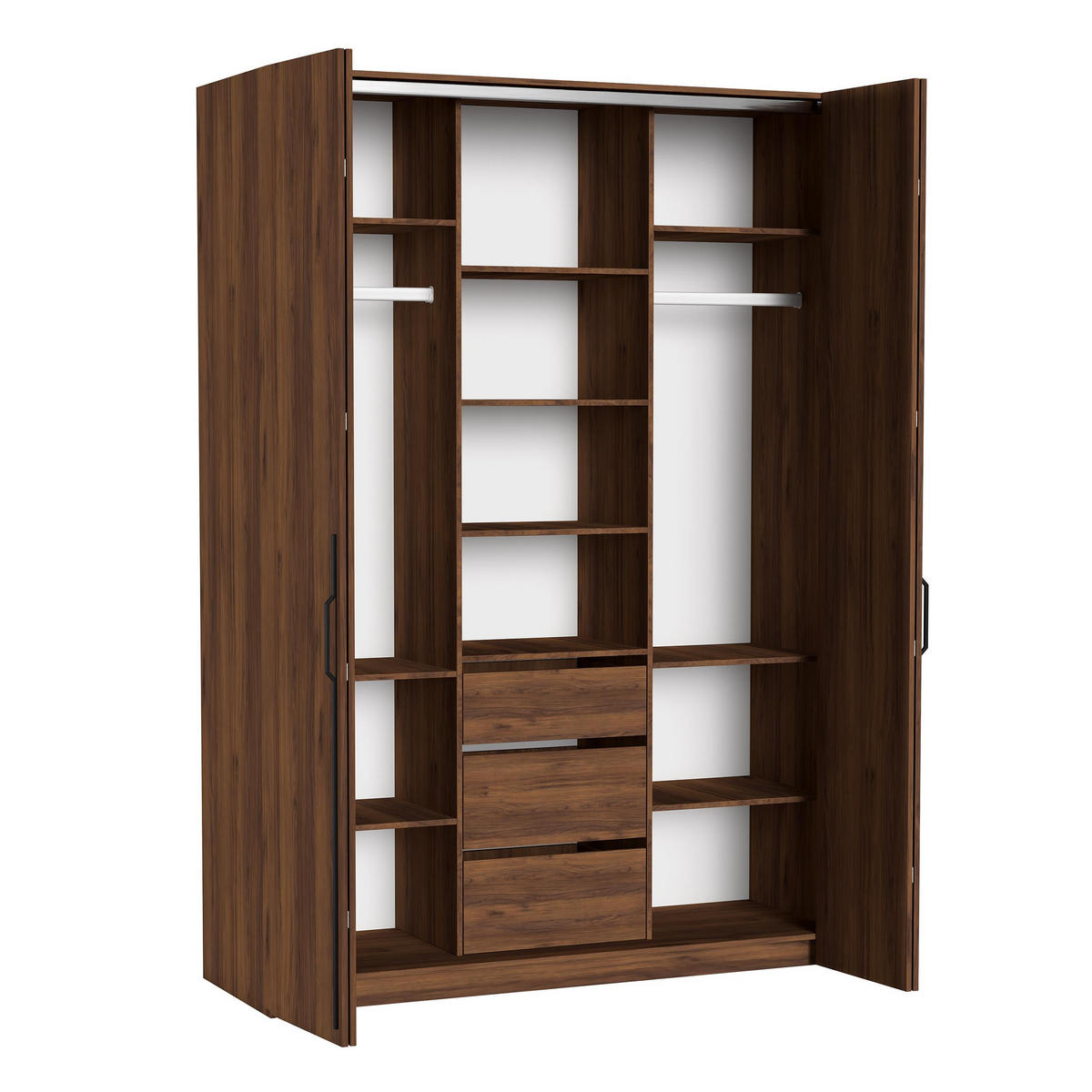 FALTTÜRENSCHRANK Omodeo 170 cm breit in Warmia-Nussbaum – mit WingLine-Falttüren - Walnussfarben, Holzwerkstoff (170/240/58cm) - AX Living