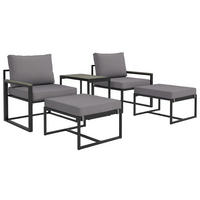 STAHL GARTENMÖBEL SET DE-06539 5-teilig mit Sitzkissen & Beistelltisch Grau - Grau, Textil/Metall - ComfortXL