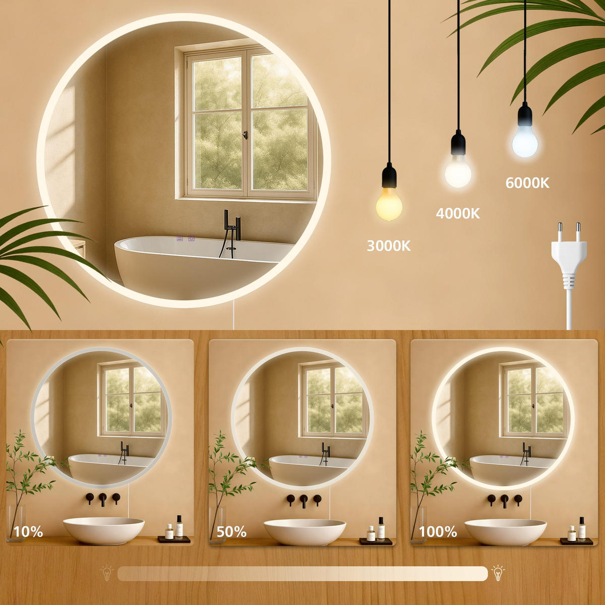 BADSPIEGEL Linz 80 ohne Bluetooth 80x3,5x80cm Glas Klarglas Badezimmerspiegel - Klar, Glas (80/80/3.5cm) - DELUKE