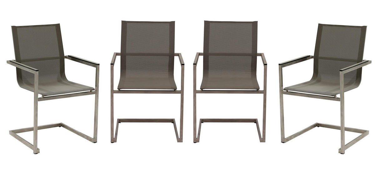 GARTENSTUHL 4er Set Dirk Freischwinger - Grau, Kunststoff (56/90/50cm) - DELUKE