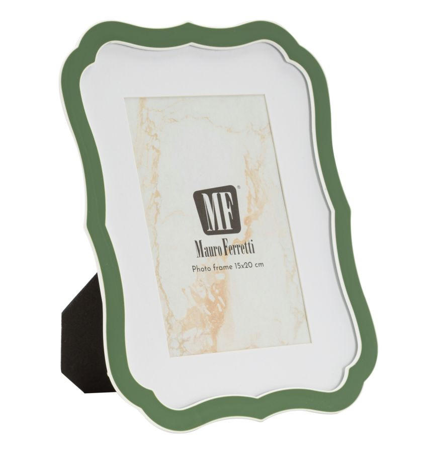 BILDERRAHMEN Margot, Fotoformat 15 x 20 cm, grün und silberfarben, Zink und Glas, Rahmen 17 x 1,4 x 21,9 cm - Silberfarben/Grün, Glas/Metall (17/21.9/1.4cm) - Mauro Ferretti