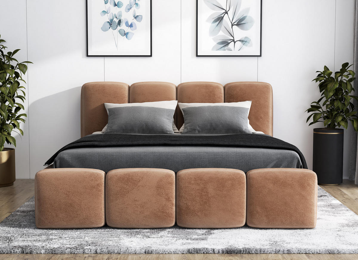 POLSTERBETT DONA 90x200 Braun - Braun, Textil (90/200cm) - A&J MöbelLand