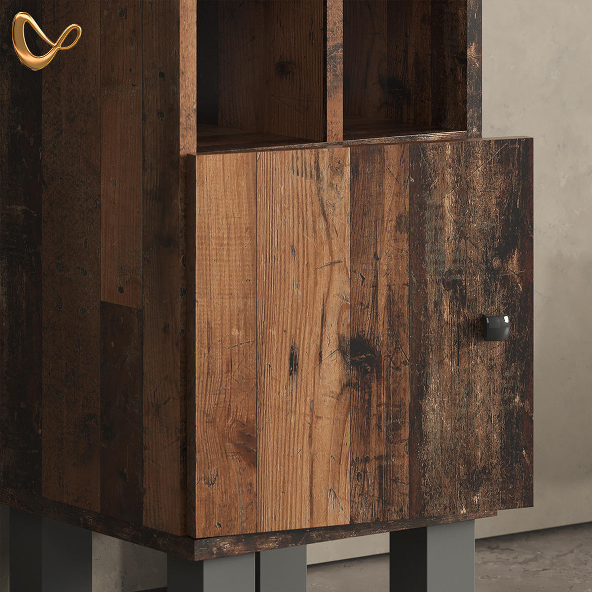 MIDISCHRANK Fucino Eiche rustikal 30 x 130.6 cm kleine Tür - Wildeiche, Holzwerkstoff (30/130.6/30cm) - Livinity®