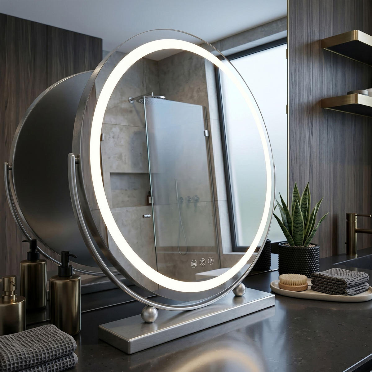 SPIEGEL Rea Led Make-up Chrome 50 Cm - Chromfarben, Glas (50/53.5/12cm) - REA