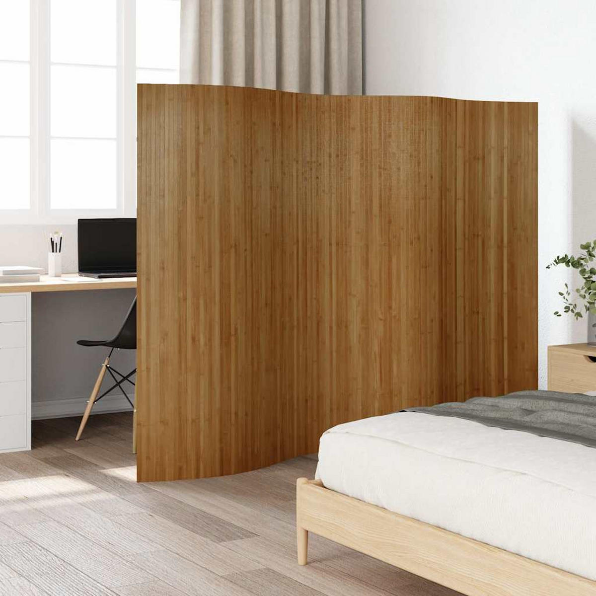 PARAVENT Braun Breite 250 Cm Höhe 165 Cm Bambus - Braun, Holz (0.2/165/250cm) - vidaXL