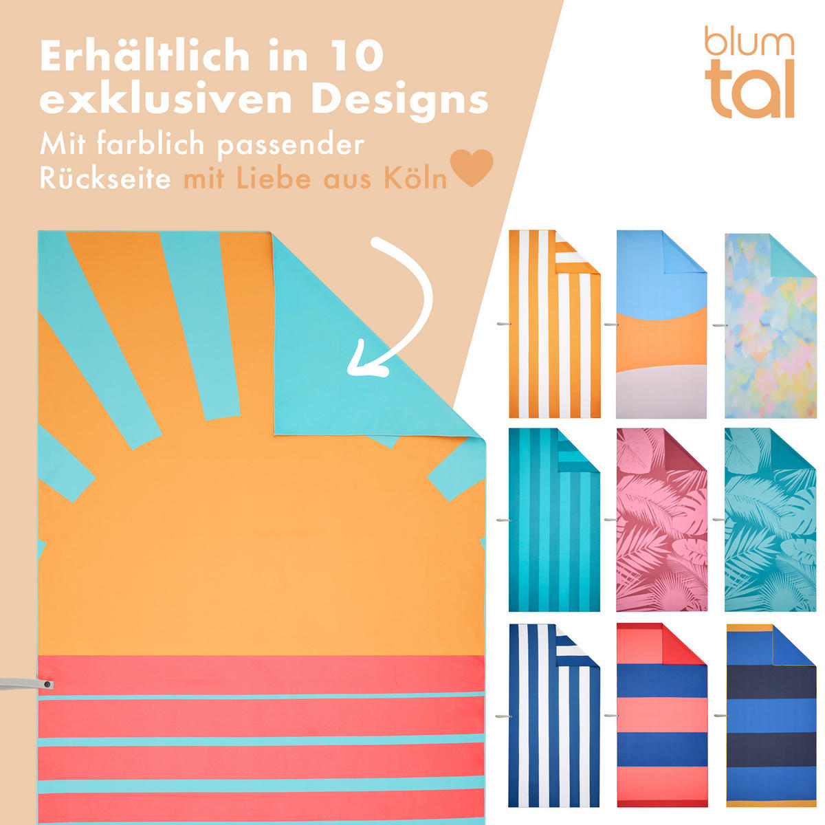 STRANDTUCH Thor 90/180 cm, Aufgehende Sonne - Blau/Gelb, Textil (90/180cm) - Blumtal