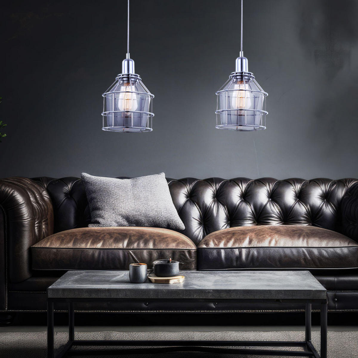 LED HÄNGELEUCHTE Metall Glas Silber - Silberfarben, Glas (16/16/124cm) - Globo Lighting