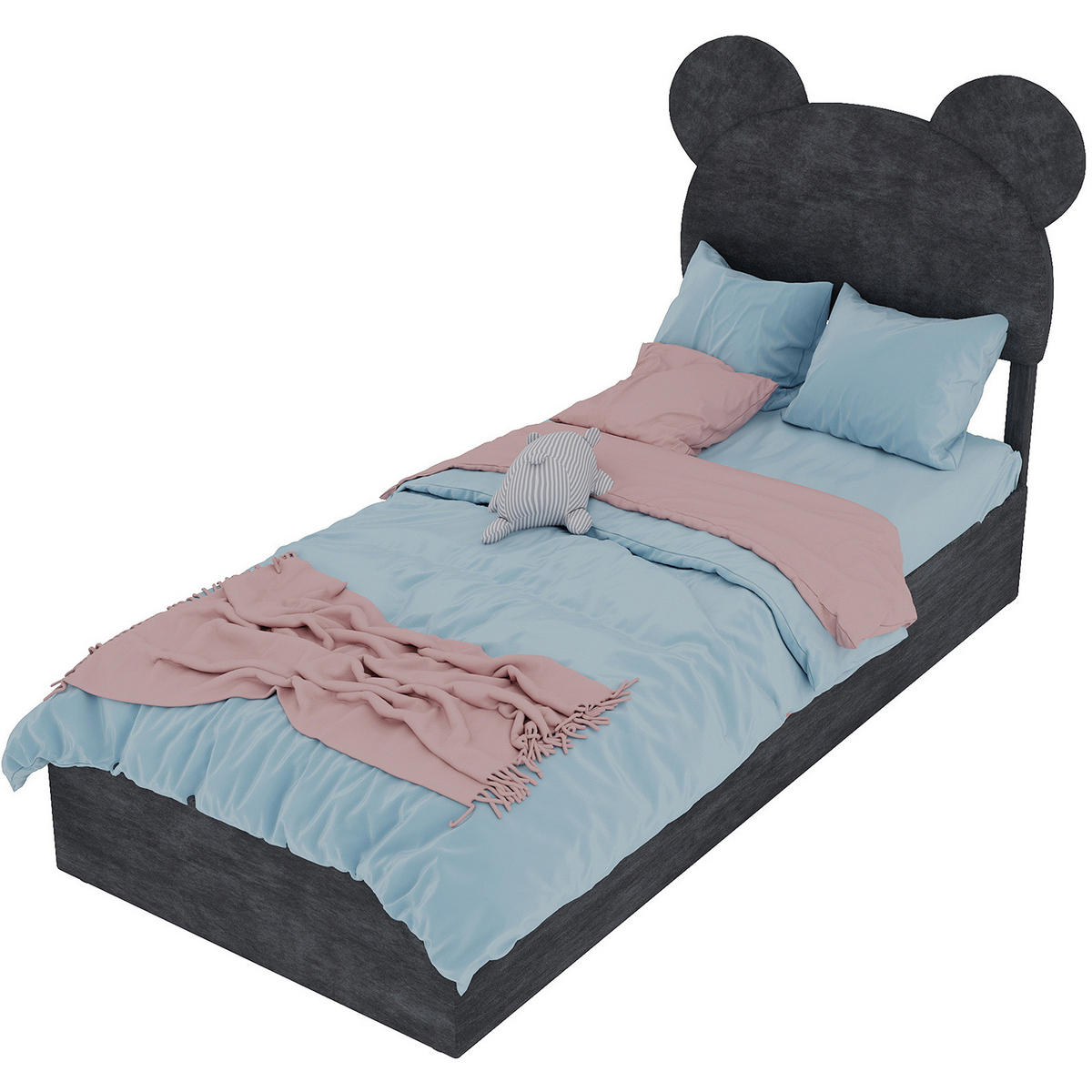 POLSTERBETT 90/200 cm grau aus Stoff und Metall mit Stauraum - Grau, Textil (90/200cm) - OKWISH