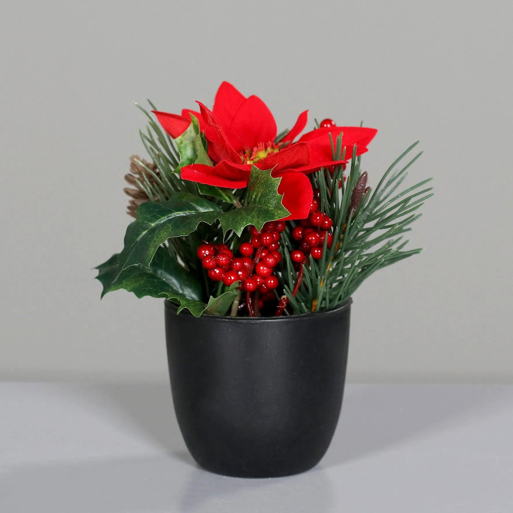 POINSETTIA Künstliches Poinsettia-Weihnachtsarrangement - Billy 20 cm - Rot, Kunststoff (20cm) - aplanta