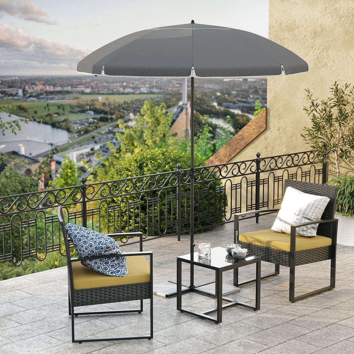 SONNENSCHIRM - Grau, Textil (160/160cm) - Hansiro
