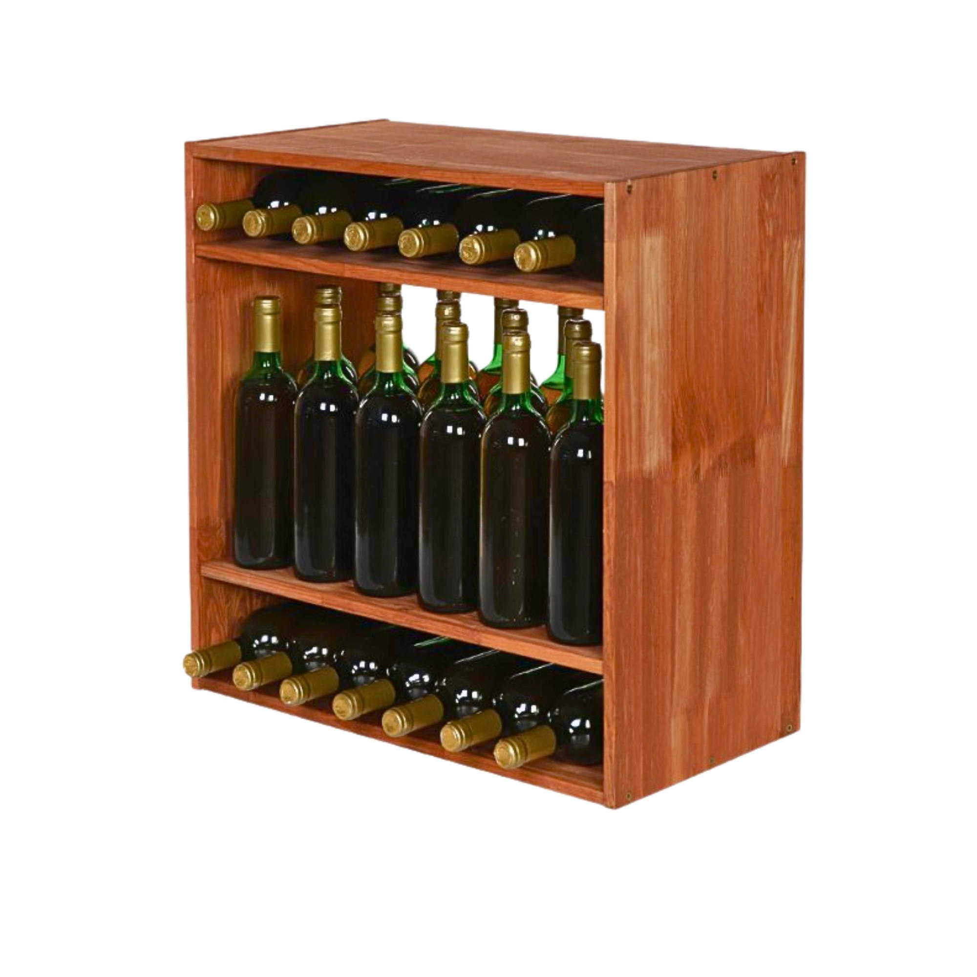 WEINREGAL Vincellar Mod 60x60x30 cm Standflaschen Modul Für 32 Flaschen Massives Kiefernholz Braun Geölt - Braun, Holz (60/60/30cm) - PROREGAL