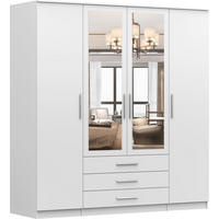 DREHTÜRENSCHRANK - RUTH 4D WEIß - Weiß, Holzwerkstoff/Metall (200/210/64cm) - Möblo