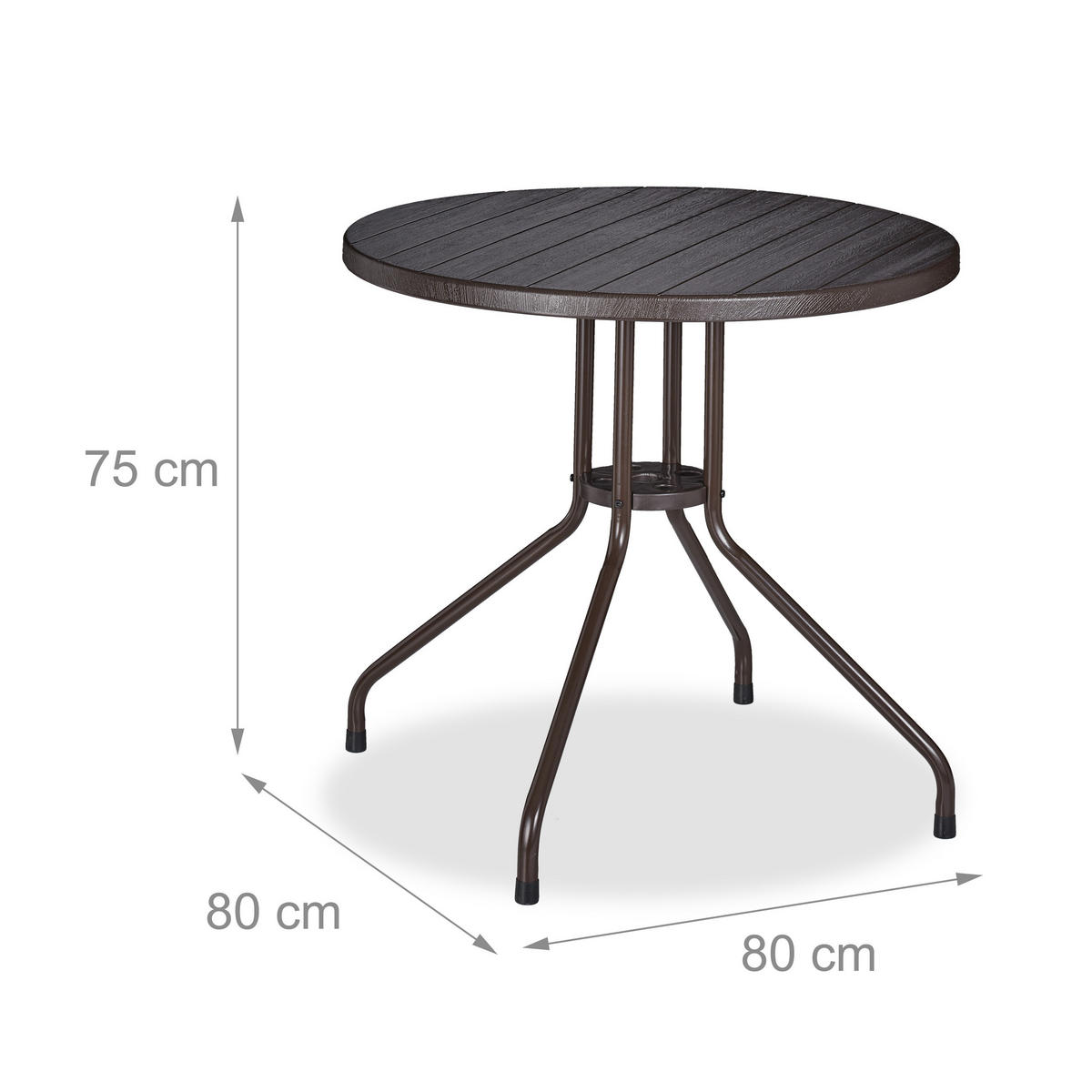 GARTENTISCH - Braun, Kunststoff/Metall (80/80/75cm) - Relaxdays