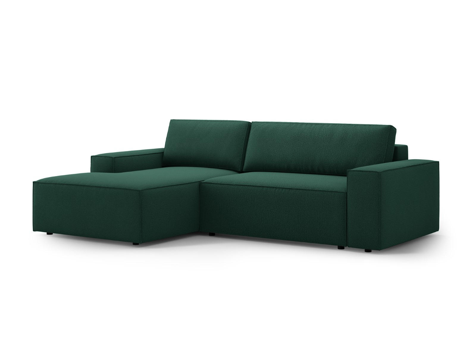 AUSKLAPPBARES-ECKSOFA links mit Container Jodie aus strukturiertem Stoff grün 3 Sitzplätze - Grün, Textil (246/151cm) - Micadoni