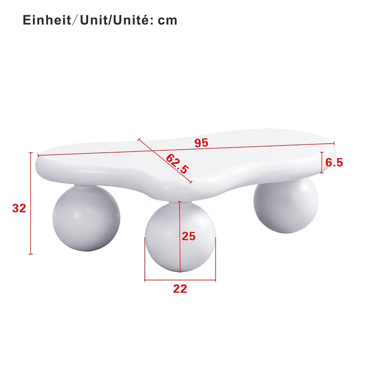 COUCHTISCH 95/62,5/32 cm Weiß aus MDF mit LED-Beleuchtung - Weiß, Holzwerkstoff (95/62.5/32cm) - OKMYHOME
