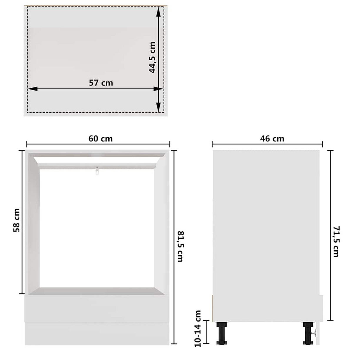 HERDUMBAUSCHRANK Lyon Weiß 60/46/81,5 Cm Holzwerkstoff - Weiß, Holz (60/46/60cm) - vidaXL