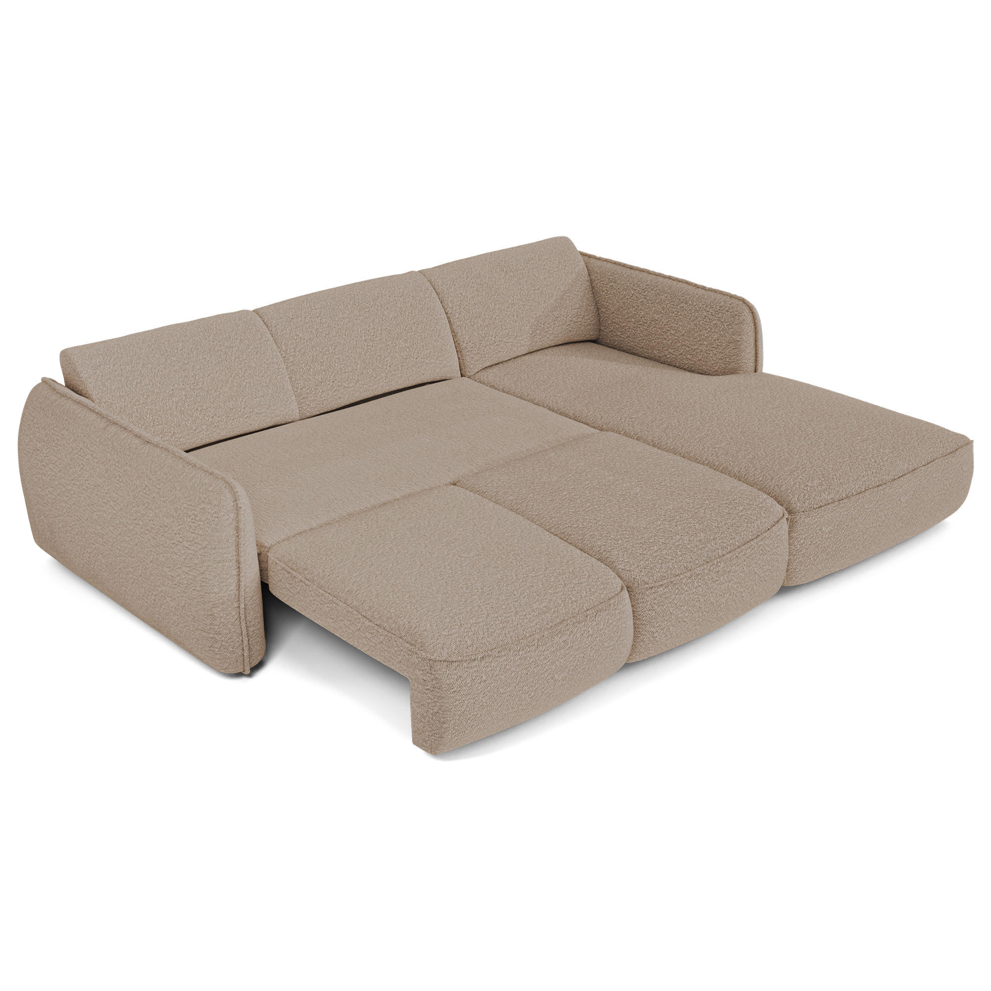 ECKSOFA RECHTS Bouclé-Stoff 274cm - Beige, Textil (274/174cm) - Sia Home