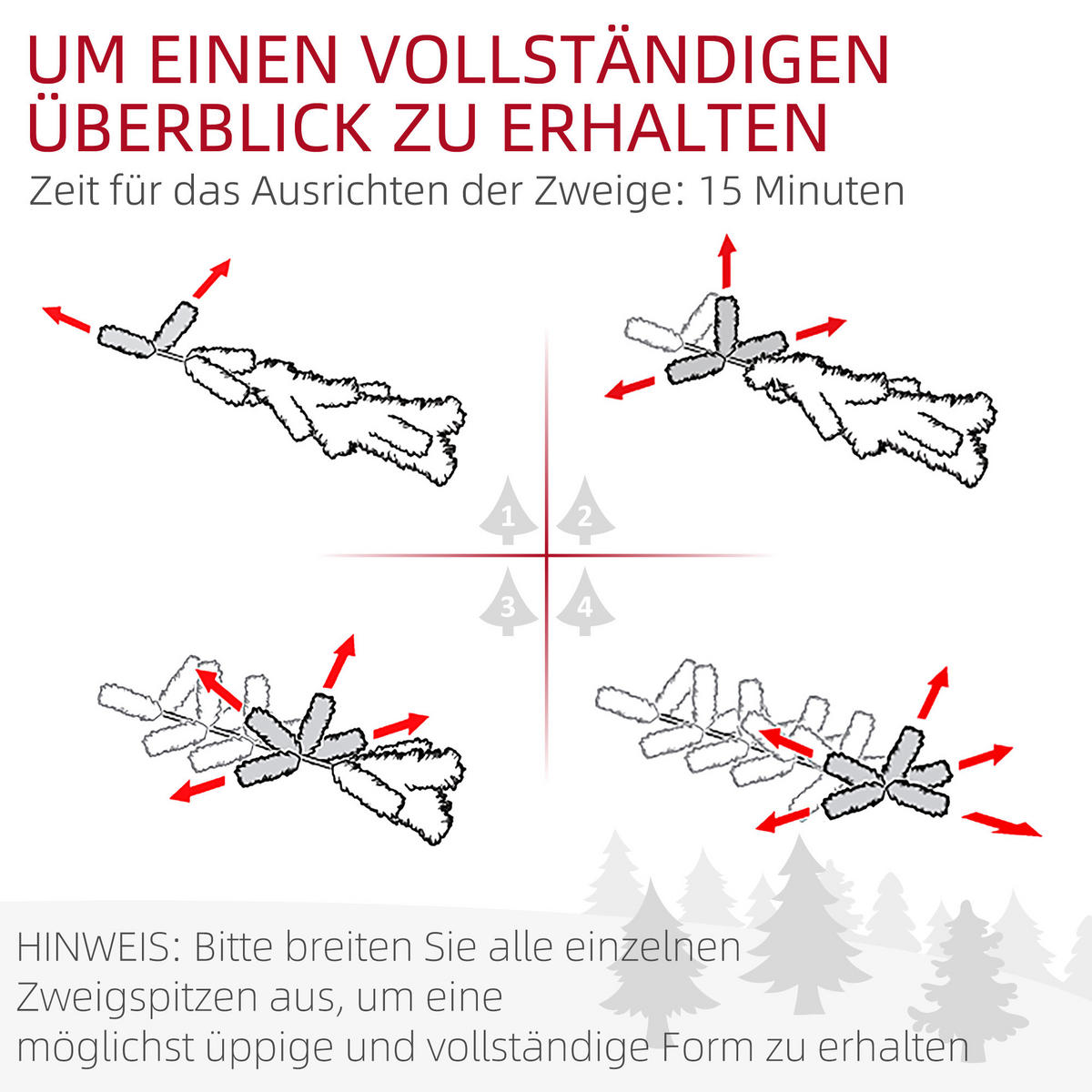 KÜNSTLICHER Weihnachtsbaum, 180 cm Christbaum mit 1321 Spitzen für Weihnachten - Grün, Kunststoff (180cm) - HOMCOM