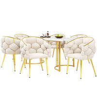 ESSTISCHSET 7-Teilig 140x80 Cm Mit 6 Stühlen, Marmor, Gold - Multicolor, Metall (140/75/80cm) - FLIEKS