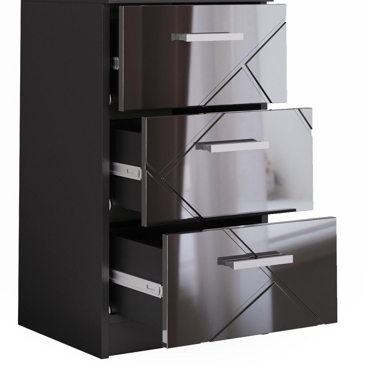 NACHTTISCH Irma Schwarz 37.6 x 66 cm - Schwarz, Holzwerkstoff (35.5/66/37.6cm) - Vicco