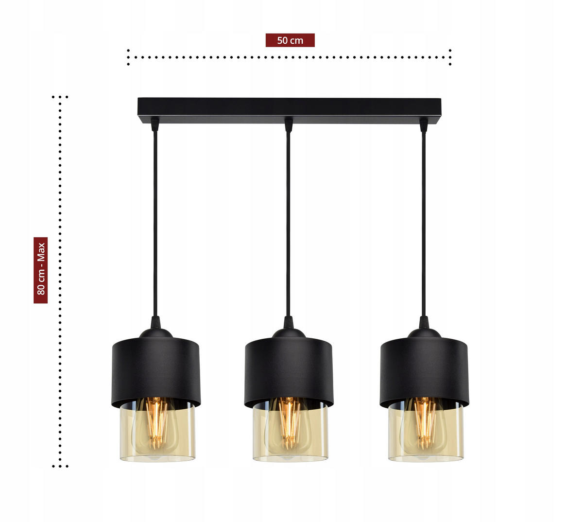 PENDELLEUCHTE Hege - Transparent/Schwarz, Glas/Metall (12/55/80cm) - kiki design