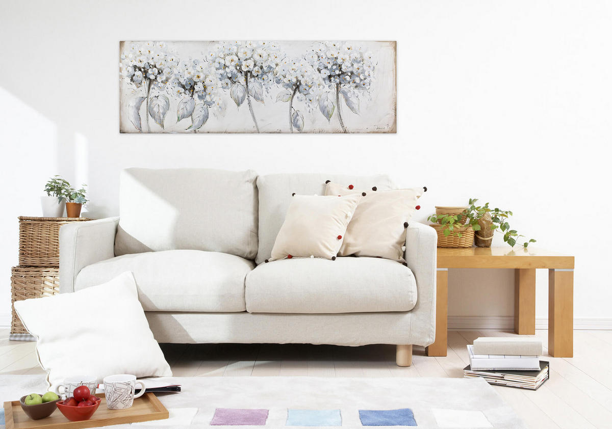 ACRYLBILD HANDGEMALT 150/50 cm - Weiß, Holz/Textil (150/50cm) - KUNSTLOFT