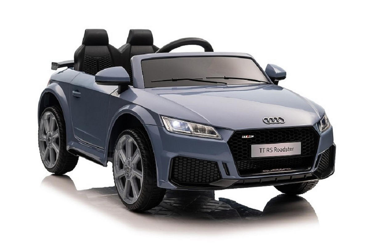 KINDER ELEKTROAUTO Audi TTRS grau-blau EVA-Reifen, Kunstledersitz, lizenziert, 12V 7Ah Akku, Softstart - Grau, Kunststoff (102/60/44cm) - Es-Toys
