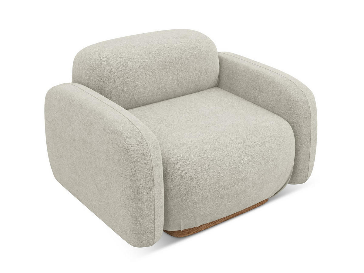 SESSEL Bouclé Stoff Beige - Beige/Hellgrau, Holz/Textil (110/73/95cm) - Makamii