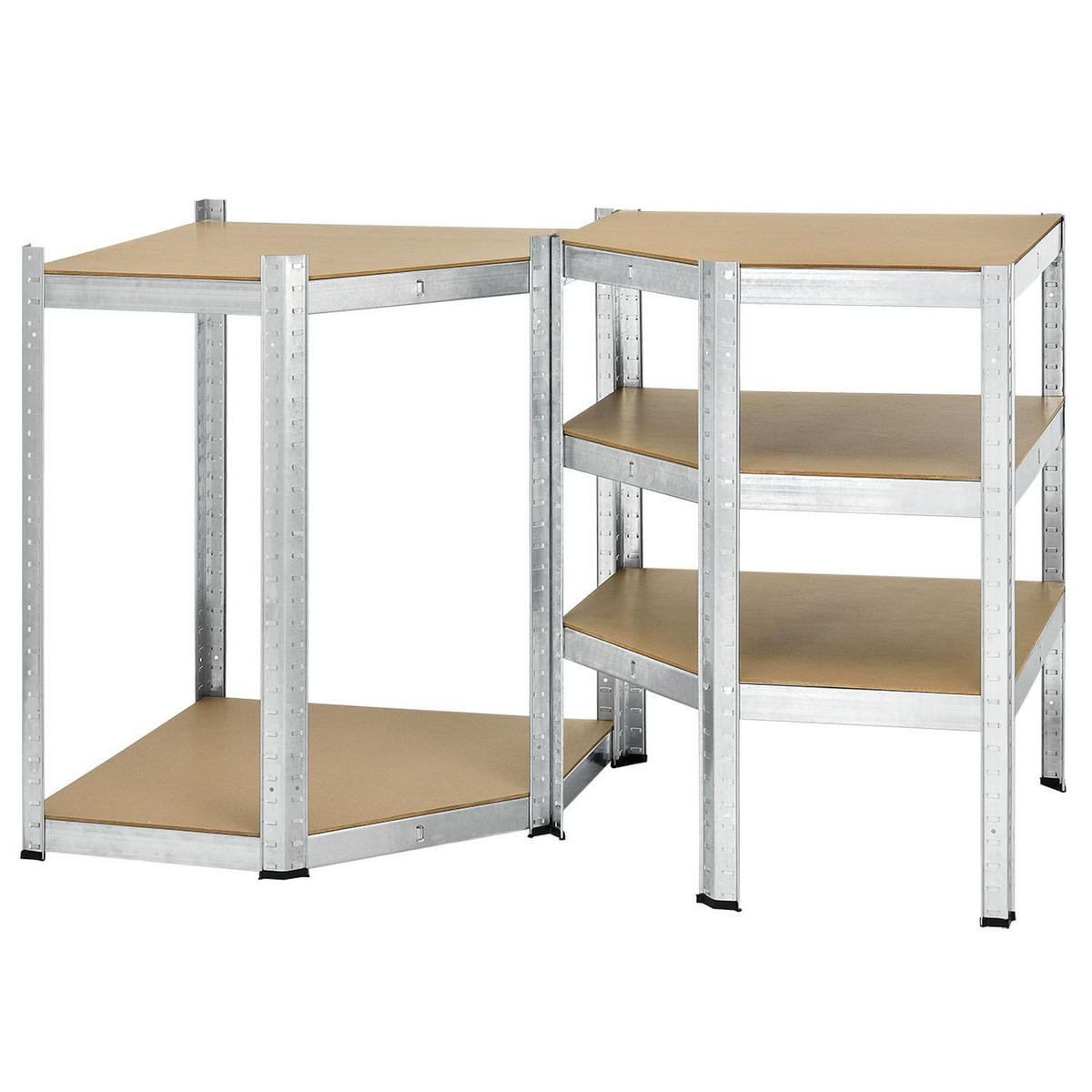ECKREGAL Lagerregal Corner Basic verzinkt 180x70x70 cm - Silberfarben, Metall (70/180/70cm) - Juskys