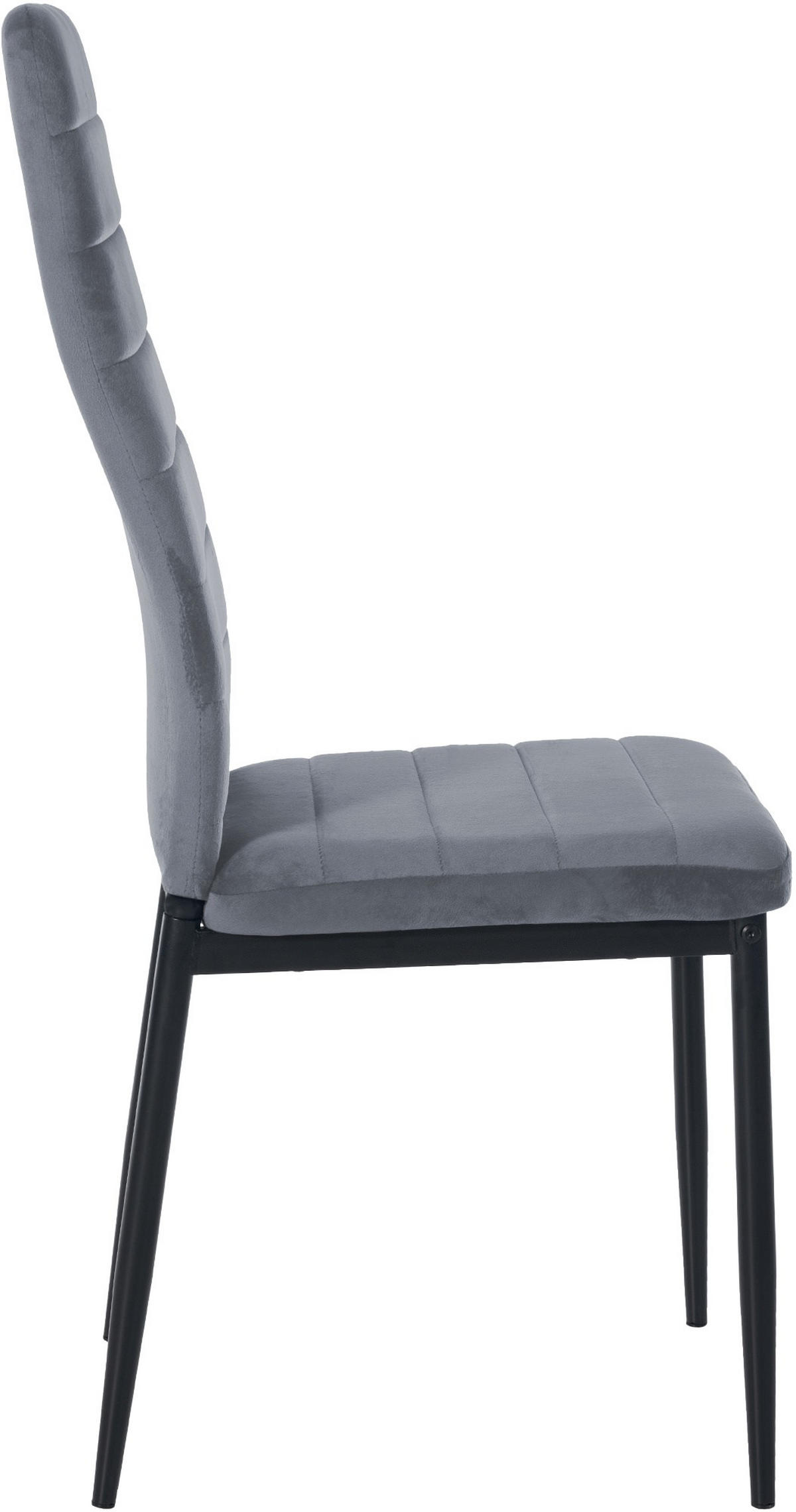 STUHL 6er Set Samt hellgrau - Hellgrau, Textil/Metall (41.5/99/40cm) - CLP