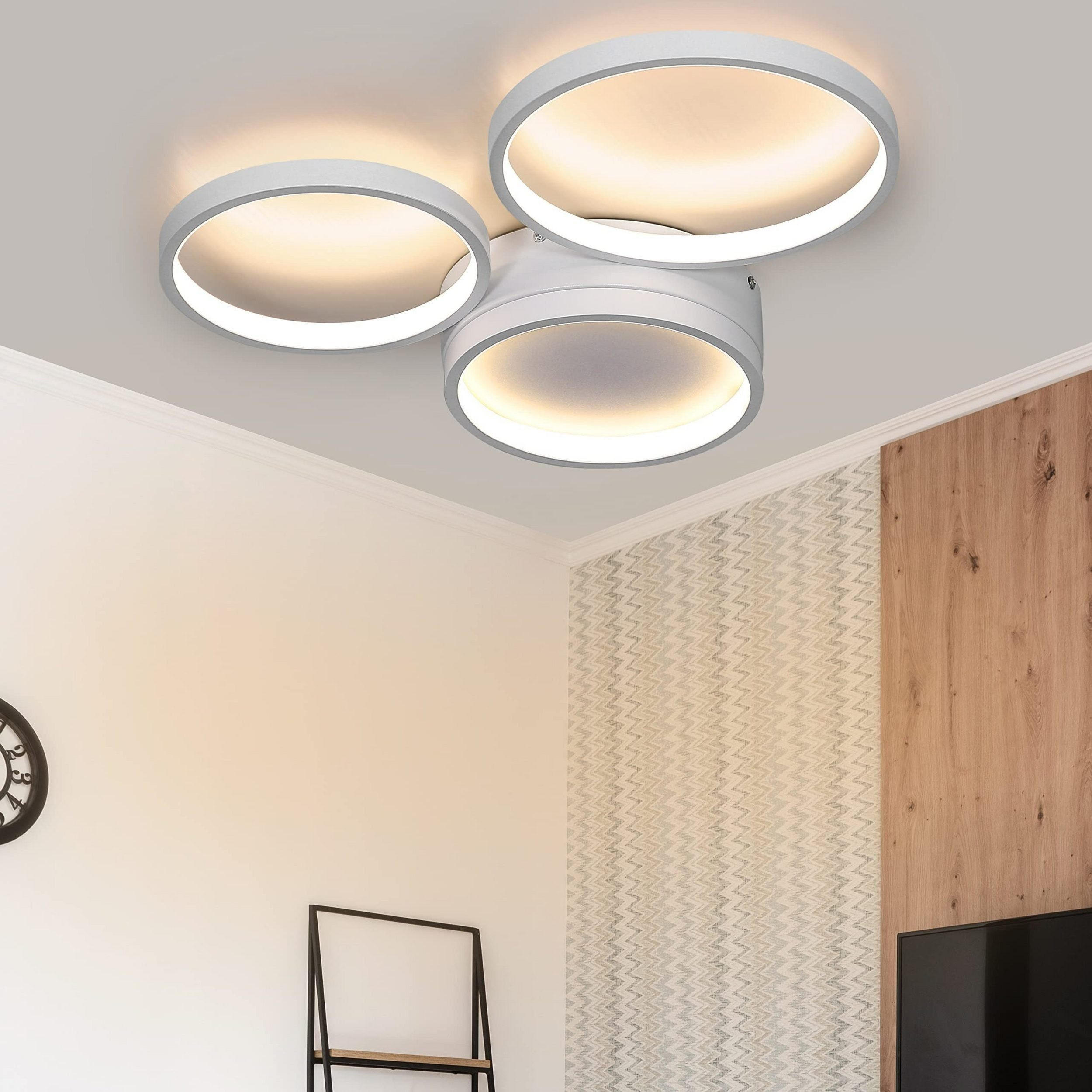 LED-DECKENLEUCHTE Dreiring 44/36/6 cm - Weiß, Metall (44/36/6cm) - Nettlife