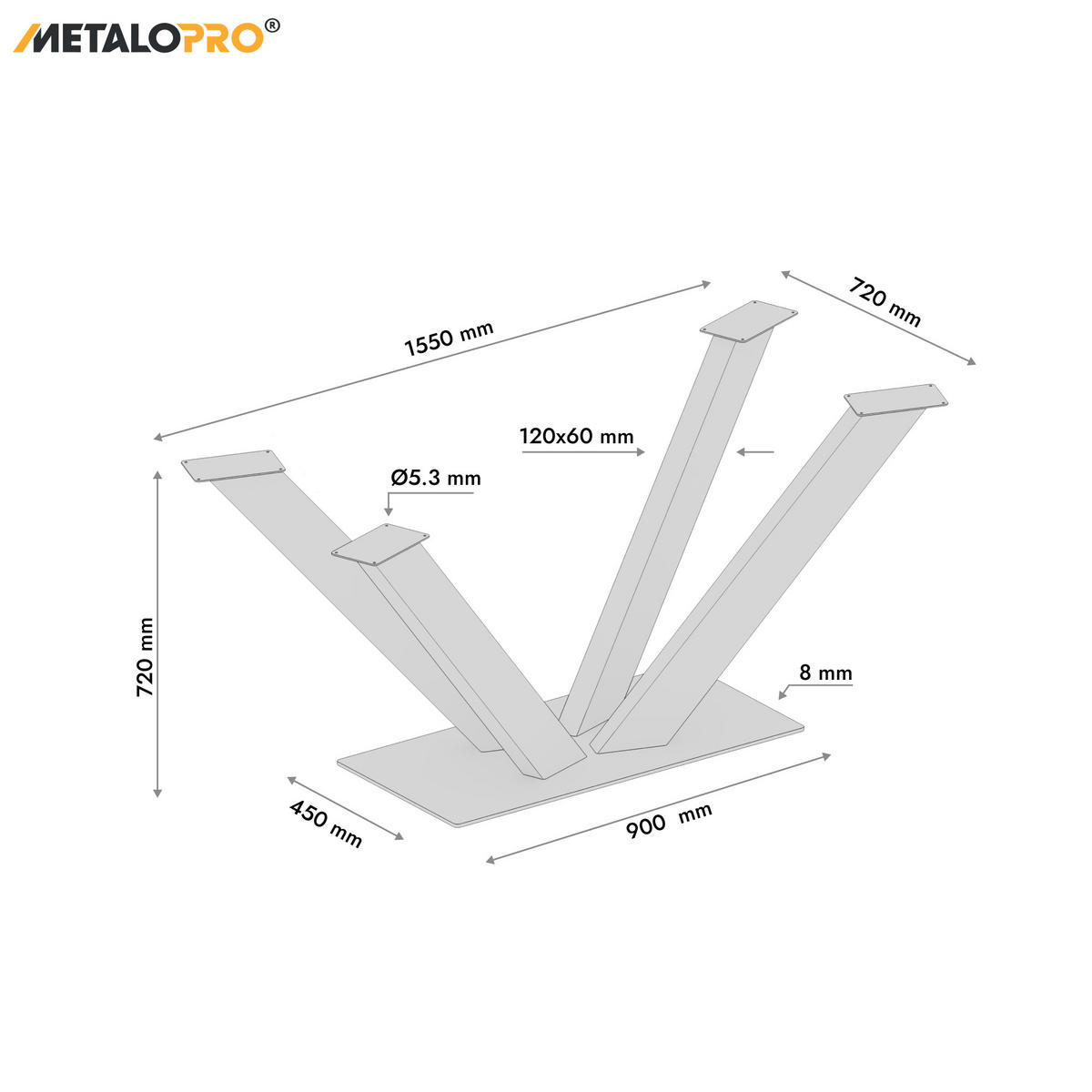 TISCHBEINE Alphard Metall Schwarz 72cm - Schwarz, Metall (45/72/150cm) - Metalo Pro