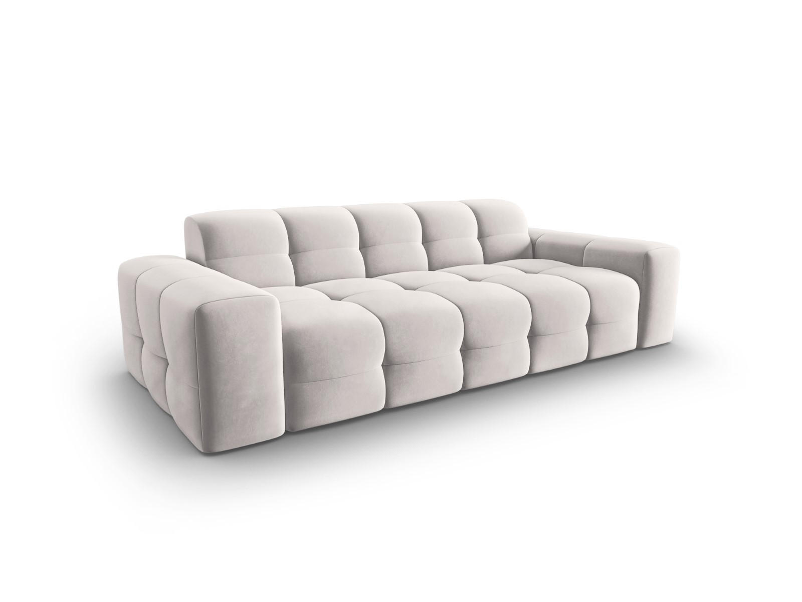 SOFA Kendal aus Samt hellgrau 3 Sitzplätze - Hellgrau, Textil (103/79/222cm) - Micadoni